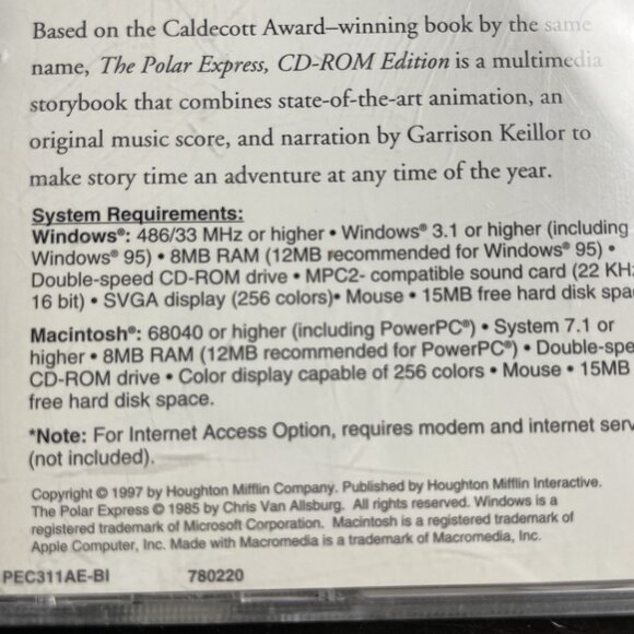 The Polar Express CD ROM Animated Storybook Computer Software u - Picture 3 of 3